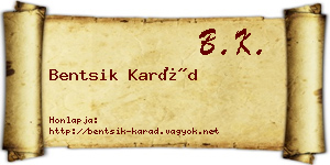Bentsik Karád névjegykártya